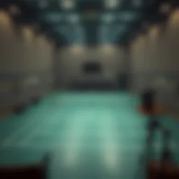 Detailed view of badminton court layout