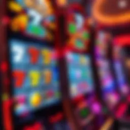 A vibrant slot machine display showcasing various symbols and colors